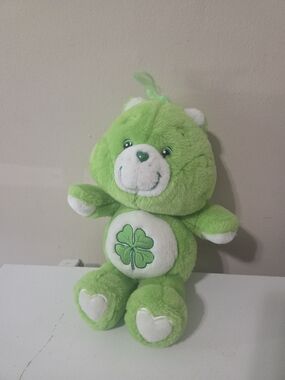 2002 Care Bears Good Luck Bear Green Shamrock Plush 12inch